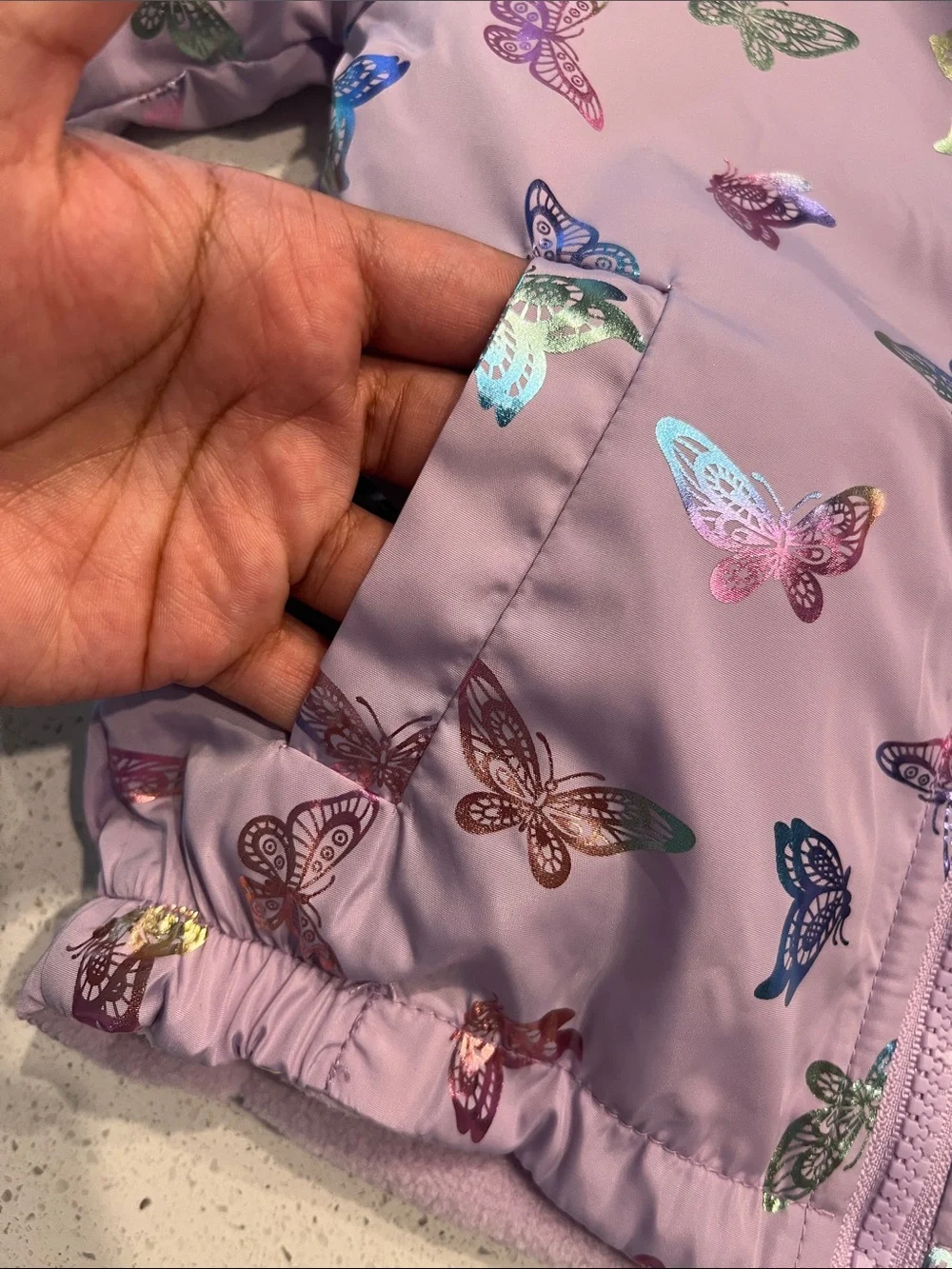 5/$35 NWOT Purple Butterfly Hooded Jacket (never used) 18 months old baby girl